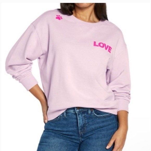 Wildfox light purple‎ lilac “Dogs Love Me” Graphic print Crewneck Sweatshirt - Picture 5 of 7
